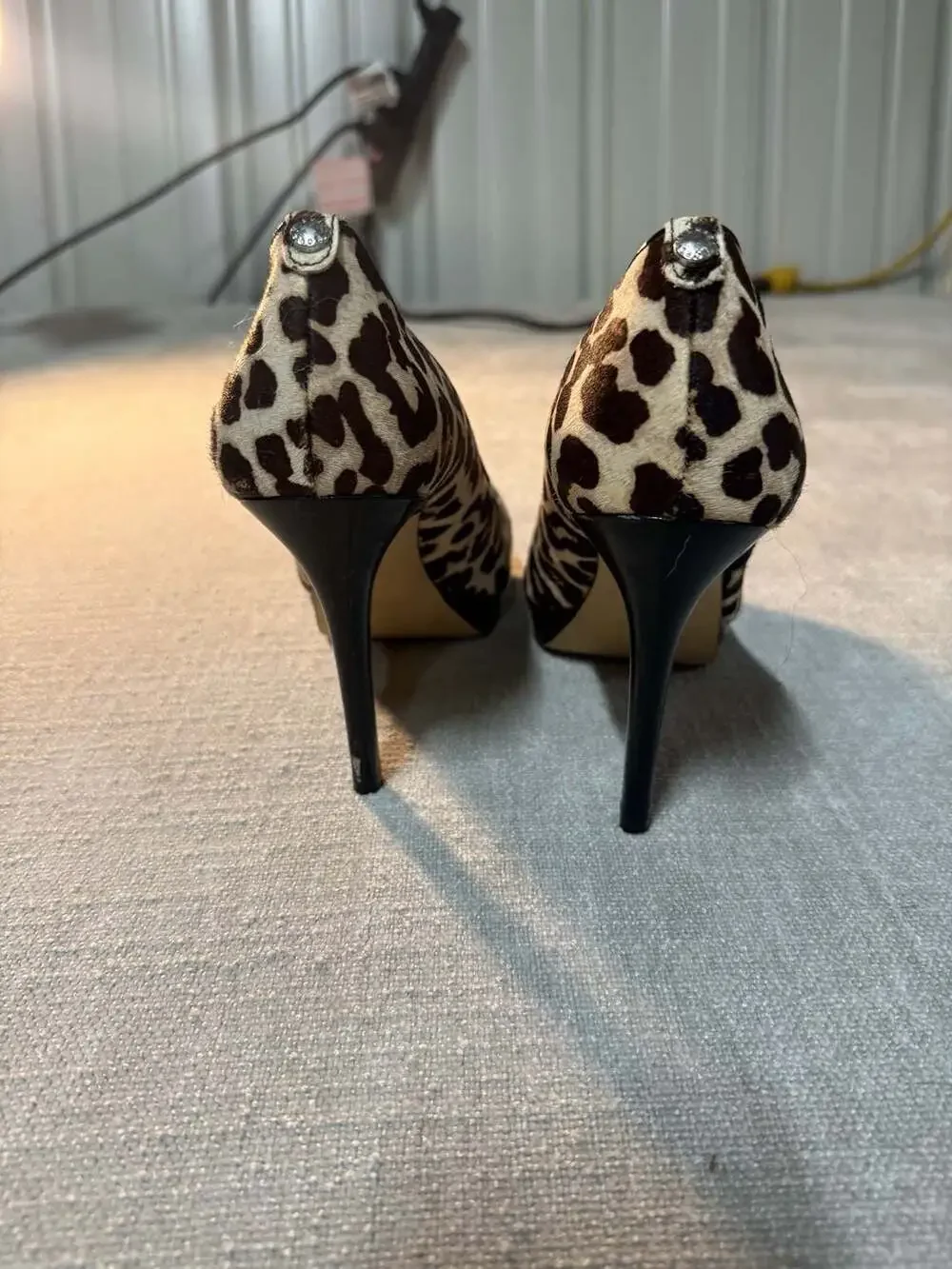 MICHAEL Michael Kors Leopard Print Calf Hair Platform Stiletto Heels Pumps Size